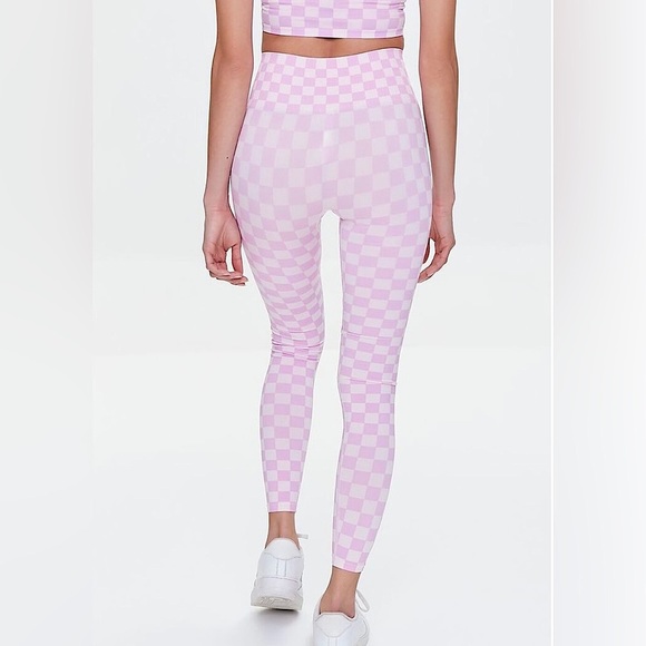 Forever 21 Women Active Seamless High Waisted Pink Checkered Leggings Size M - Picture 5 of 10